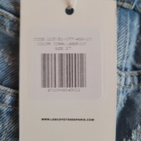 NWT LES COYOTES DE PARIS Women's Laser Cut Jeans in Coral Blue Size 27 - Picture 6 of 6